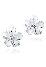 very nice sterling silver plumeria flower stud earrings
